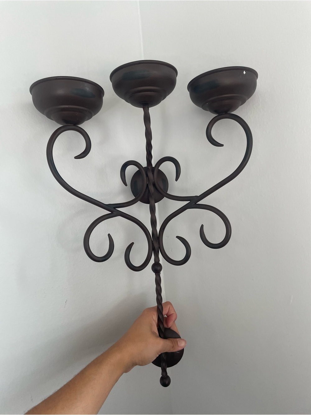 Southern Belle Ornate Wrought Iron Wall Scone Three Candle Holders